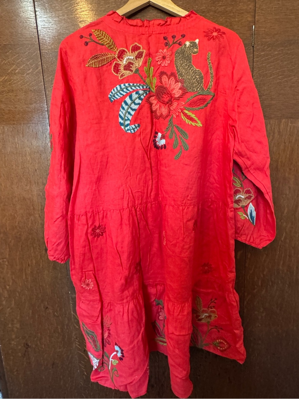 Johnny Was Red Embroidered Floral Tunic - Picture 2 of 4